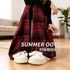Plaid Wide-leg Pants Women's New Autumn Red High-waisted Loose and Lazy Casual Straight-leg Pants