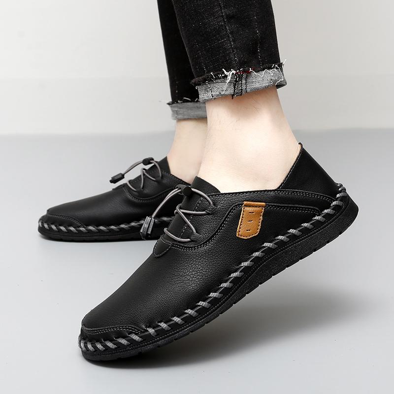 Men's Handmade Leather Shoes Comfortable Loafers Slip On Flats Outdoor Walking Shoes Moccasins