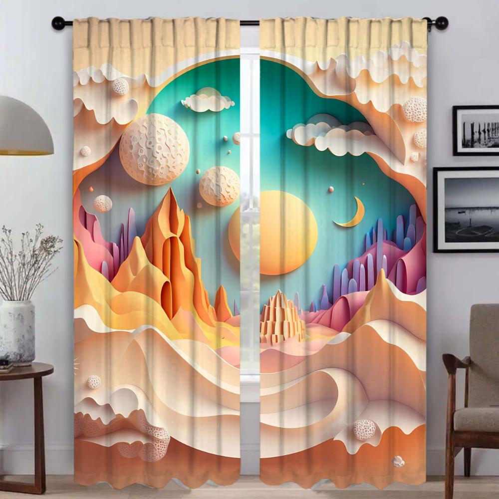 Разделение Пейзаж Искусство Окно Шторы для комнаты 2 Панельные затемняющие шторы Тюль для спальни Домашний интерьер Шторы Гостиная Камера