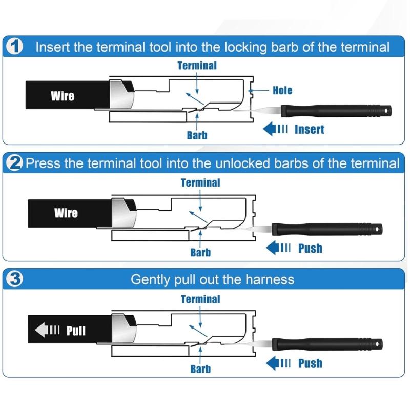 Universal  Car Terminal Pin Extractor Separator Tool Set For Precise And Damage Proof Wire Disassembly