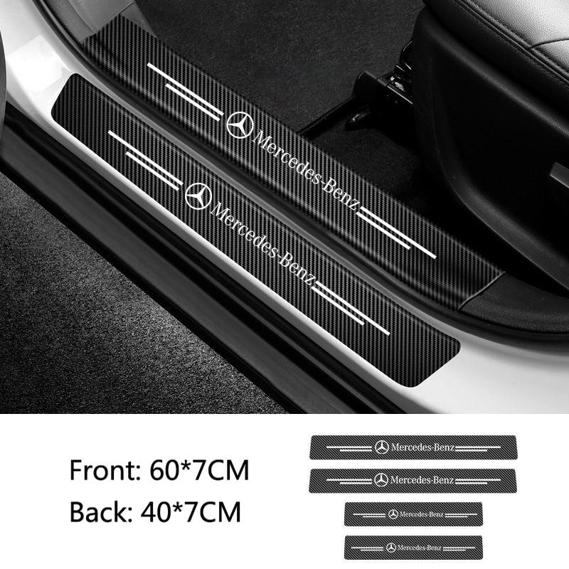 4Pcs Car Emblem Threshold Door Sill Protector Anti Scratch For Mercedes Benz C180 C200 C260 C300 W108 W124 W126 W140 W168 W169