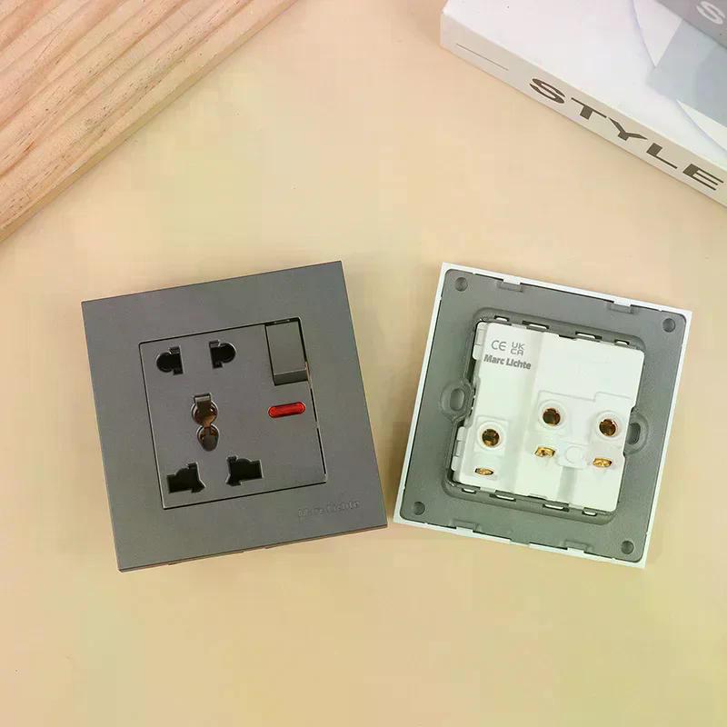 Универсальная 18 Вт Type-C Быстрая зарядка 5-контактная розетка, Настенная электрическая розетка Великобритании с USB-зарядкой, Белая умная двойная силовая розетка