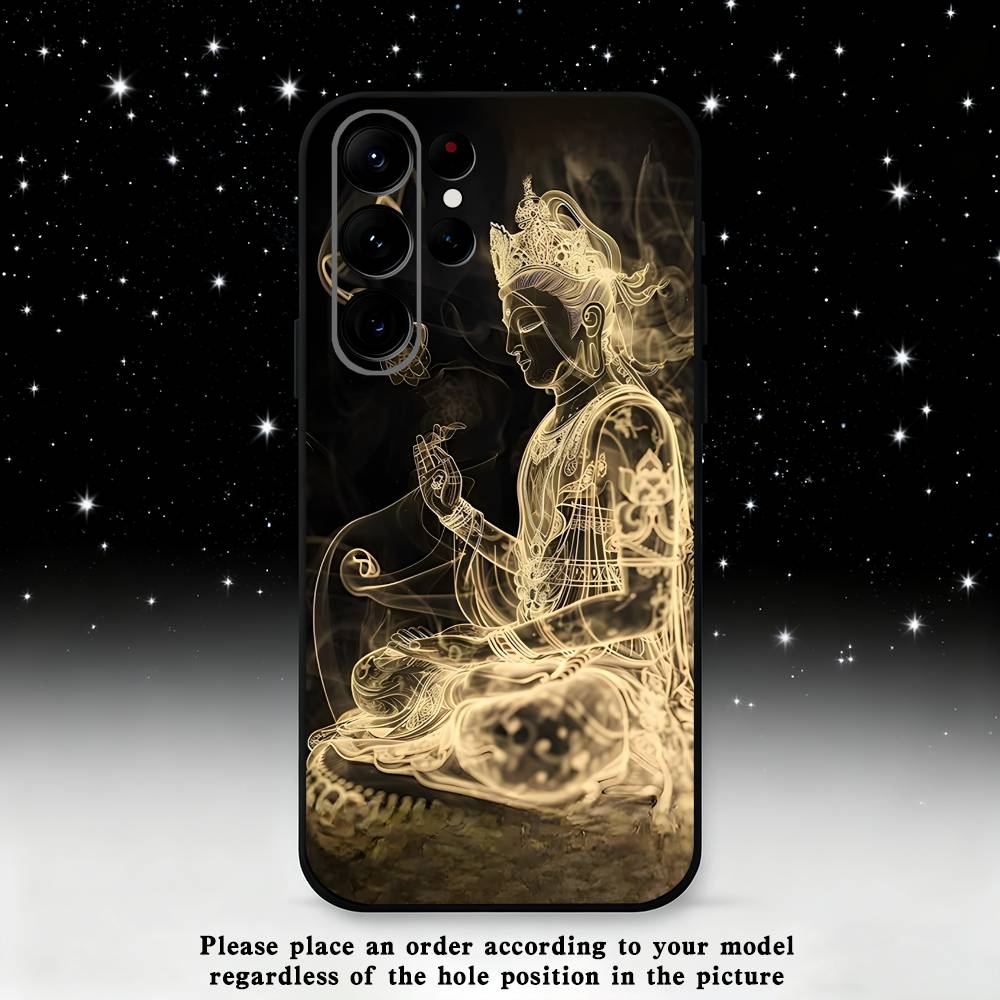 Buddha Art Pattern Phone Case For Samsung S25,S24 Ultra,S20,S30 plus,S22 plus,S23,S30 Ultra 5G Silicone Black Shell