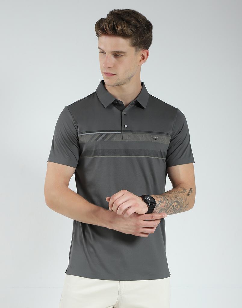 MONTE CARLO Men's Slim Fit Striped Polo Half Sleeve T-Shirt