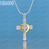 Ожерелье с подвеской в виде креста из стерлингового серебра 925 пробы в форме сердца, модные свадебные украшения
