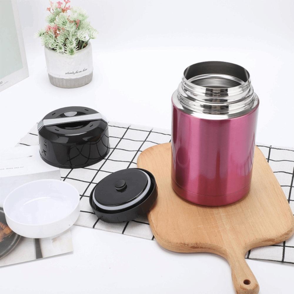800ml Insulated Soup Jar Stainless Steel Large Capacity Thermal Cup Double Layer Foldable Handle Vacuum Flask Porridge