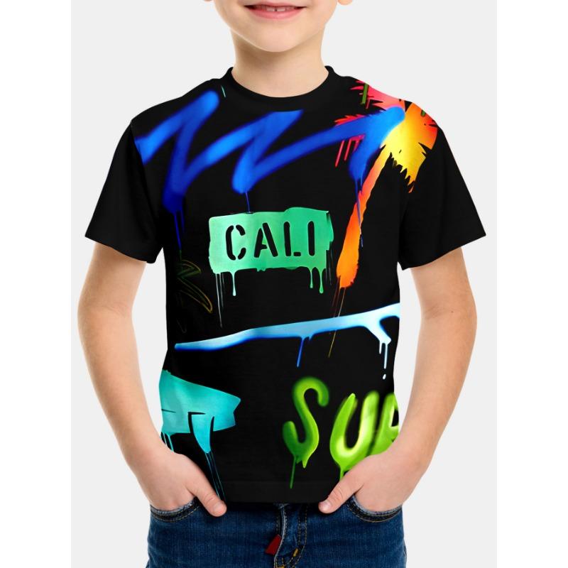 Cartoon Style Short Sleeved 3D Digital Printed Fashion T-shirt for Children Shirt