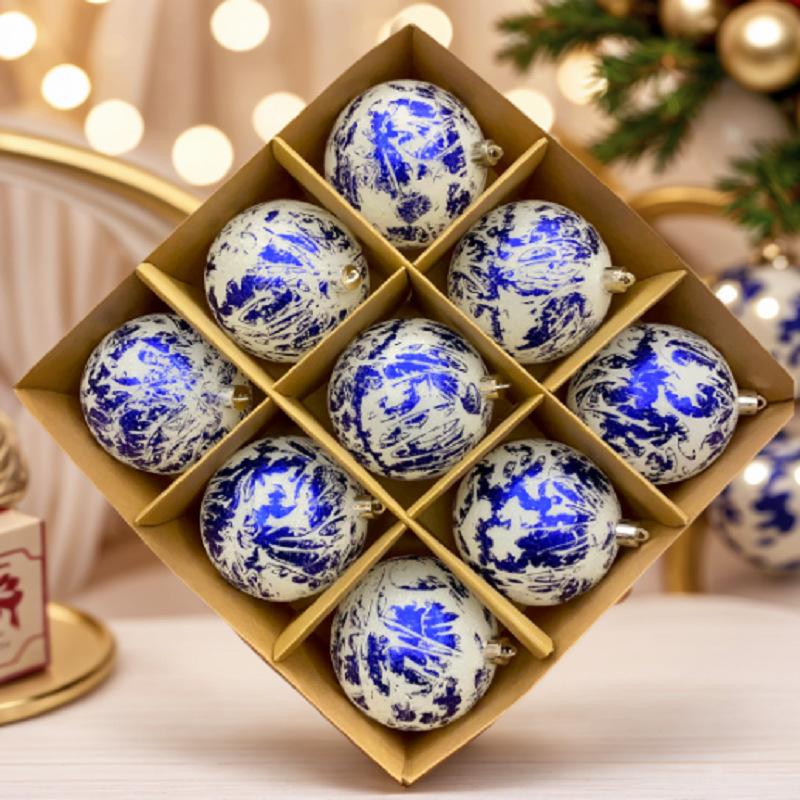 2025 Приграничный Новогодний шар в новом стиле с чернилами, Блестящая пудра и Расписанный вручную Новогодний шар Украшение Оконный подвес