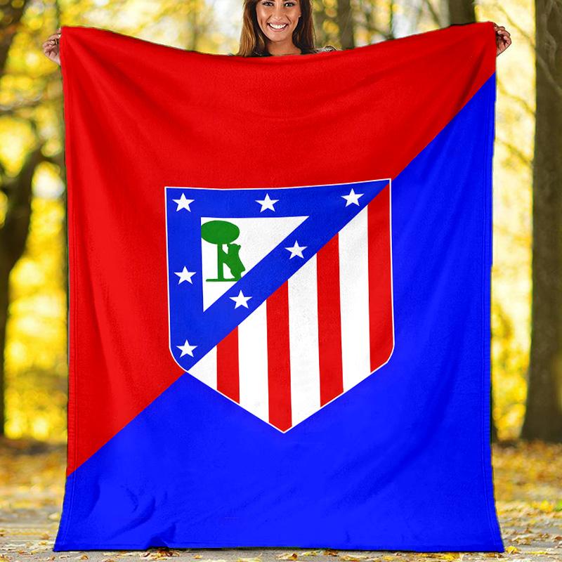 1pc Atletico Madrid Theme Blanket - Digital Print, Polyester, Cozy for All Seasons, Perfect for Outdoor, and Travel