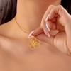Stainless Steel Hollow Flower Pendant Necklace for Women Minimalist Gold Color Flower Necklace Charms Wedding Party Jewelry
