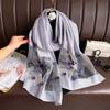 Flower Embroidery Women Hijab Shawls Soft Thin Shiny Lace Scarf Elegant Luxury Silk Scarf  Female