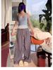 Women's High-Waist Blue Plaid Wide-Leg Trousers – Early Autumn 2024 Collection