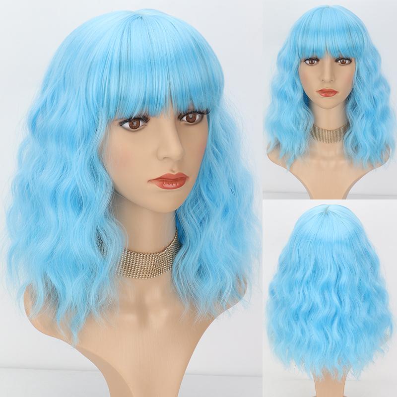 MISSQUEEN Женский модный оранжевый парик длиной до плеч с челкой из синтетического волокна для косплея, повседневная одежда, короткий волнистый парик Боб