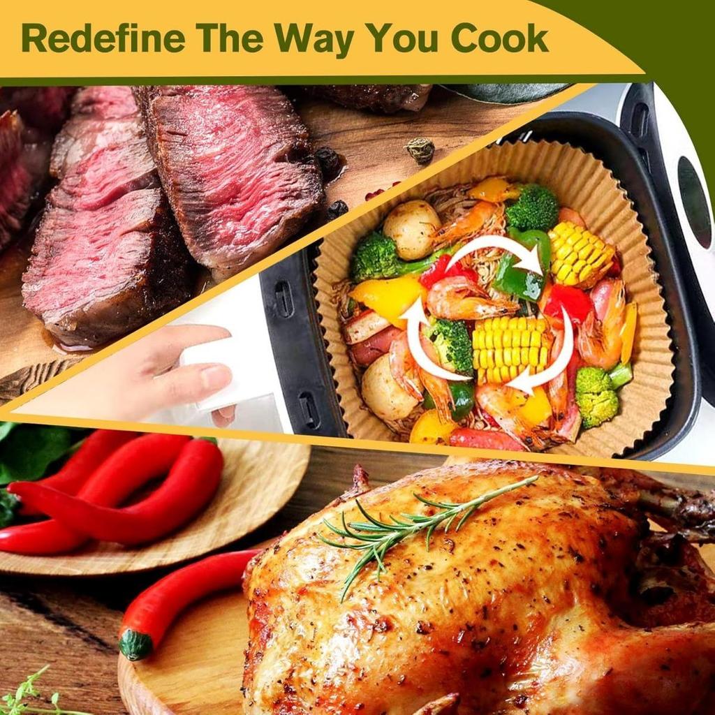 20/50 ШТ. Одноразовые бумажные вкладыши для аэрофритюрницы Квадратные бумажные вкладыши Маслостойкие, Водонепроницаемые, Бумага для выпечки для выпекания, запекания, микроволновой печи