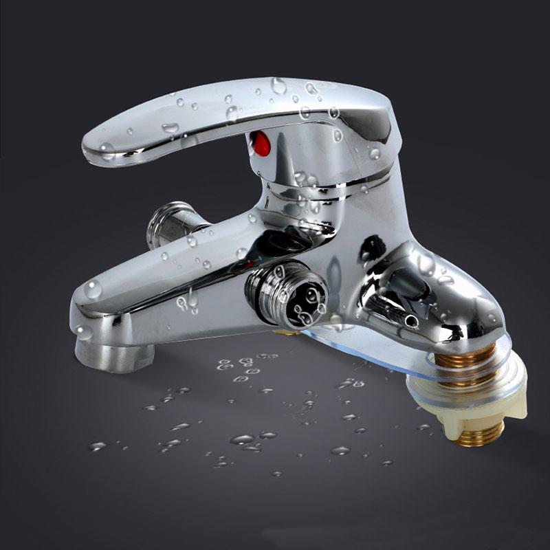 Two-hole/three-hole Universal Hot and Cold Faucet Bilateral Two-way Faucet Silver Connectable Shower and Basin Faucet
