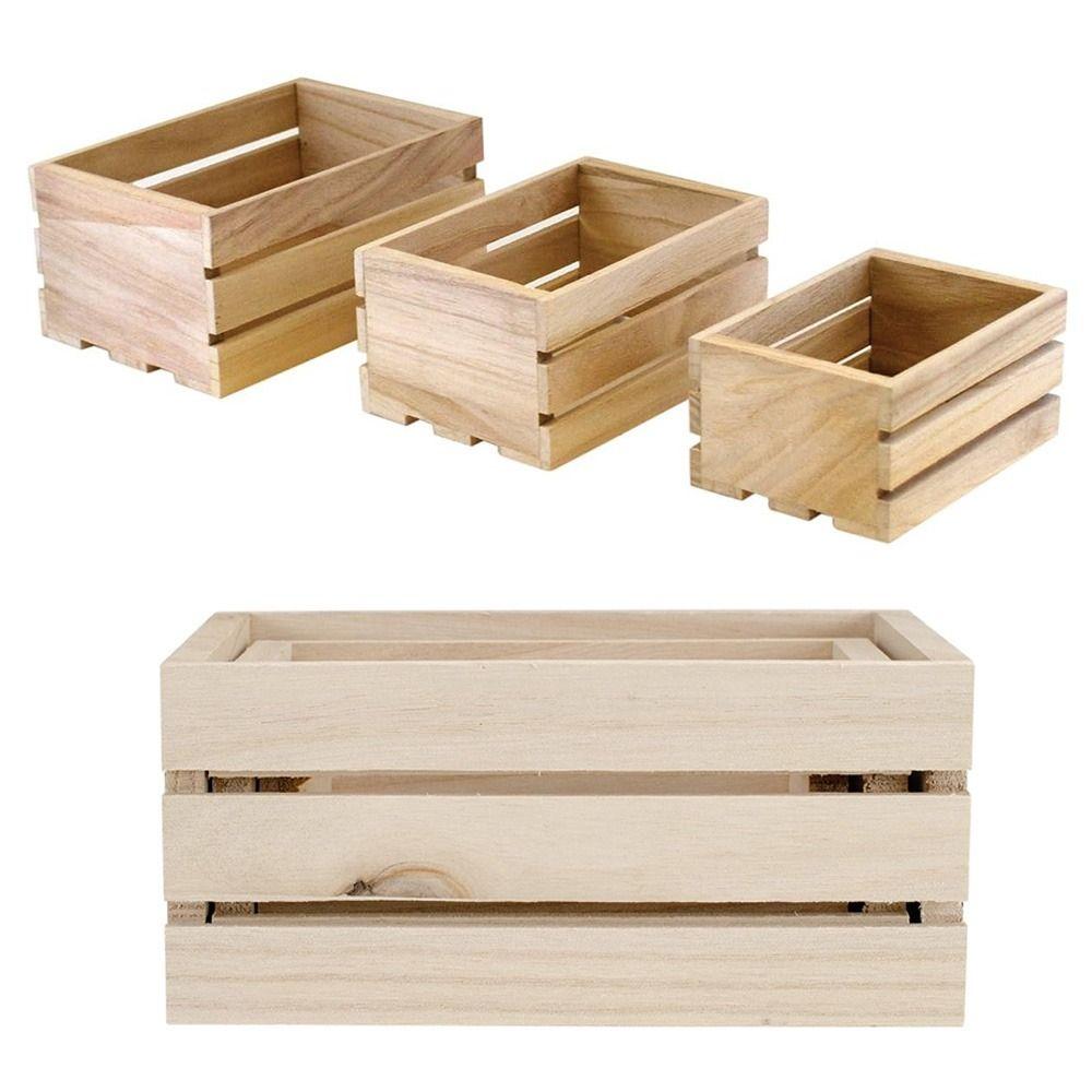 Wooden Storage Boxes Handcrafted Organizer Bin Farmhouse Style Wood Basket Vegetable