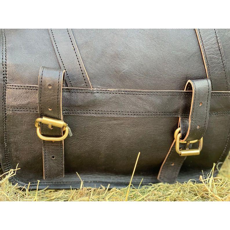 Leather Saddle Bags Motorcycle Bag Black Pannier Saddle Bags For Sportscasters Set Of Three Bags