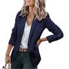 Женский повседневный кардиган с открытым передом и лацканами, длинный рукав, рабочий костюм, куртка, пальто