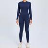 European & American Zipper Long Sleeve Yoga Jumpsuit - Women's Nude Feeling Fitness Bodysuit