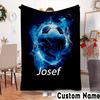 Custom Name Soccer Ball Throws Blanket Flannel Blankets for Couch Bed Gifts for Men Women Picnic blanket Christmas fan gifts