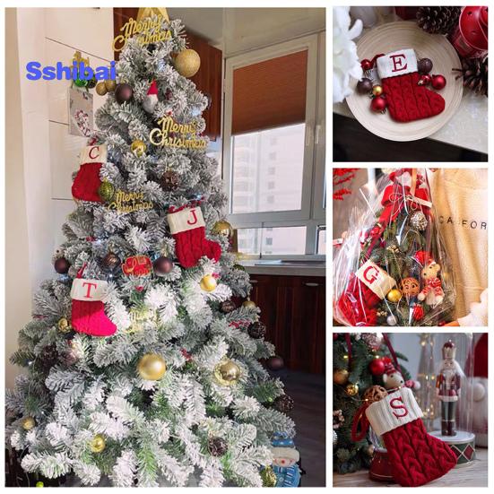 Рождественский носок с ремешком, большая емкость, насыщенный цвет, классический дизайн с буквами, чулок, подвесное украшение