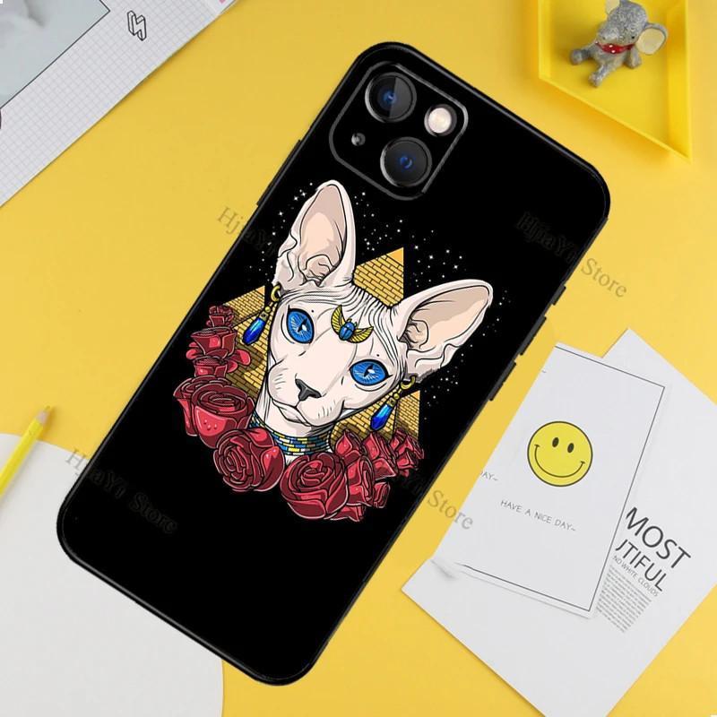 Применимый чехол для телефона Apple iPhone Чехол с татуировкой Сфинкс Кот Мягкий чехол Защитный чехол iPhone 16