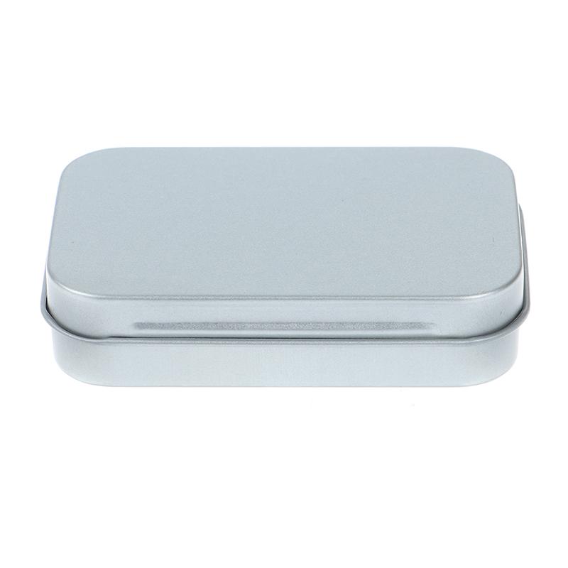 1 шт., маленькая пустая металлическая жестяная серебряная флип-коробка для хранения, органайзер