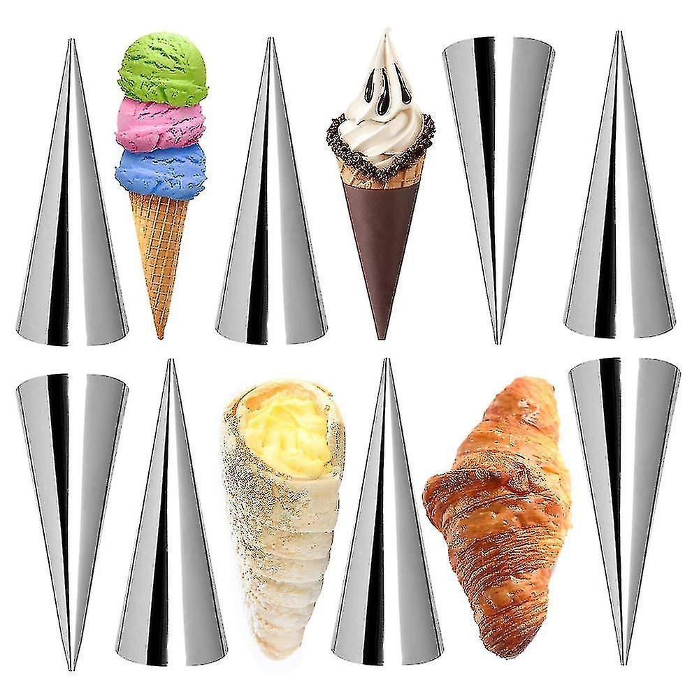 16 Pcs Cream Roll Moulds Stainless Steel, Cream Horn Cones Croissant Mould For Cannoli Tubes Ice Cream Lady