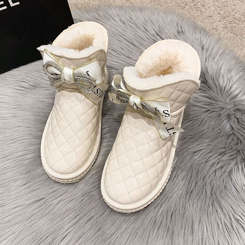 Ботинки для снега из натуральной мягкой кожи с толстой подошвой, женские, водонепроницаемые, зимние, теплые, с утолщенным хлопком, короткие ботинки из натуральной кожи