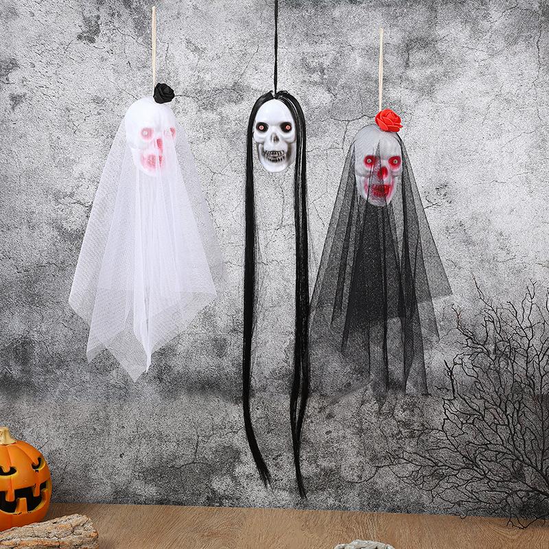 Halloween Glowing Skeleton Hanging Ghost Bride and Groom Yard Horror Decor Props for Party Outdoor Indoor