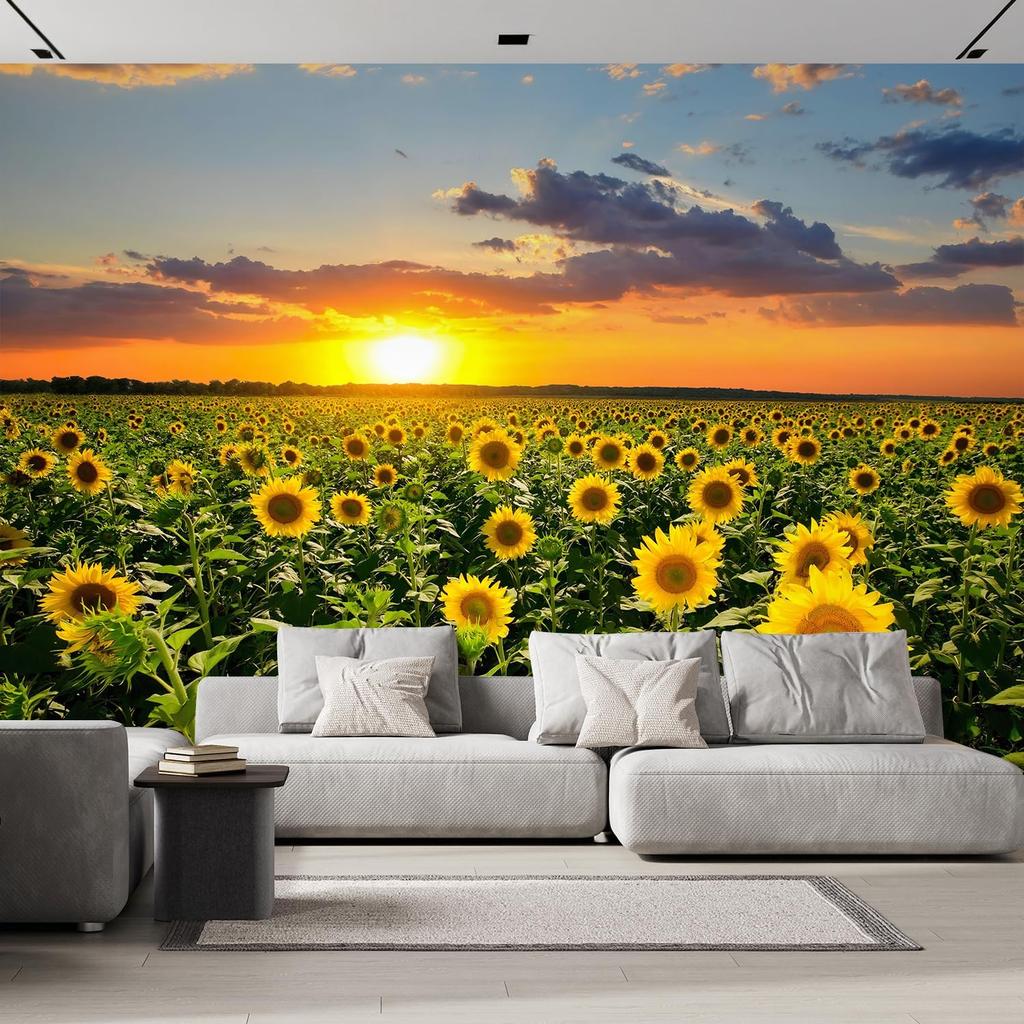 Sunset Murals Blooming Sunflower Field Wallpapers Living Room Bedroom Home Decor