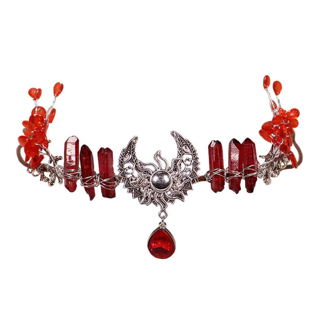 Готический хрустальный обруч для ведьмы на вечеринку, обруч для волос, хрустальный костюм для ролевых игр на Хэллоуин, головной убор для выпускного вечера, вечеринки в прямом эфире