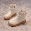 Girls Princess Shoes with Lace Kids Short Boots with Side Zip Non-slip 2024 Autumn Fashion Elegant Girls Ankle Boots Pu Leather