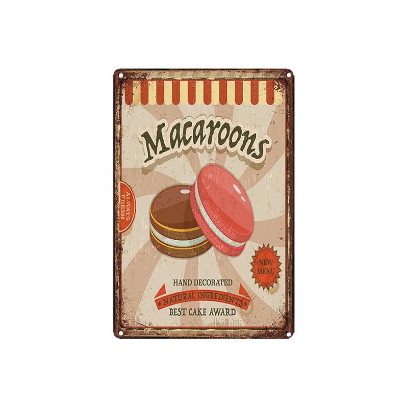 Cupcake Hot Dog Ice Cream Burger Tin Signs Metal Plate Iron Paintings Kitchen Dessert Shop Retro Shabby Wall Decor Tin Plaques
