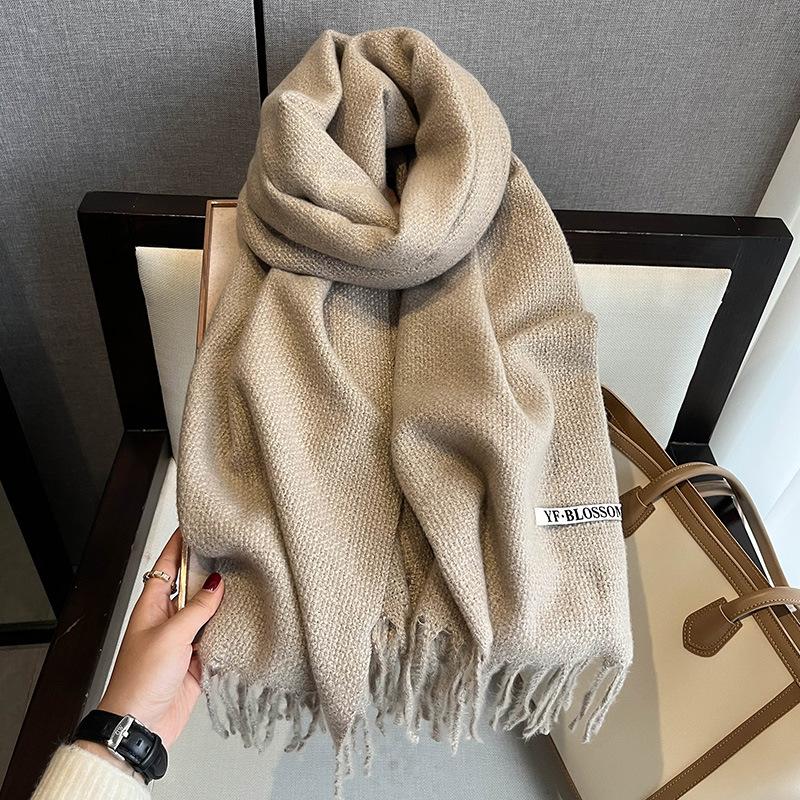 2023 New Fashionable Double Sided Imitation Cashmere Scarf, Warm Scarf for Autumn and Winter, Solid Color Couple Dual Use Shawl