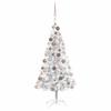 Artificial Christmas Tree with Lights & Ornaments Silver 120 cm