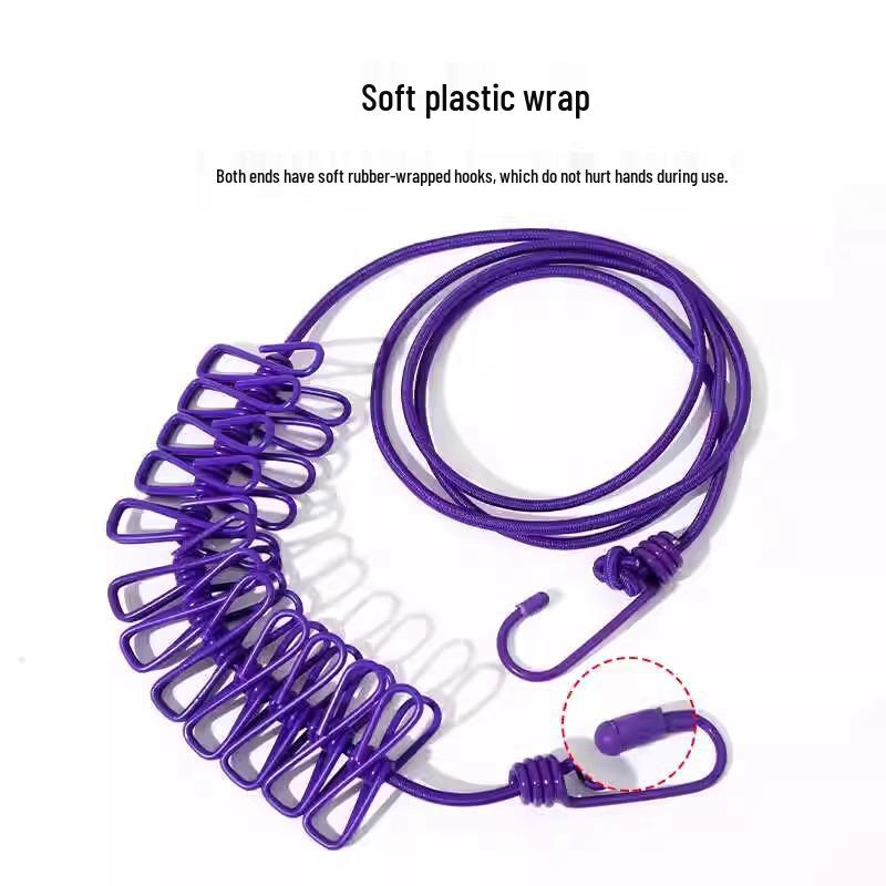 Портативная ветрозащитная дорожная бельевая веревка для использования в помещении и на улице