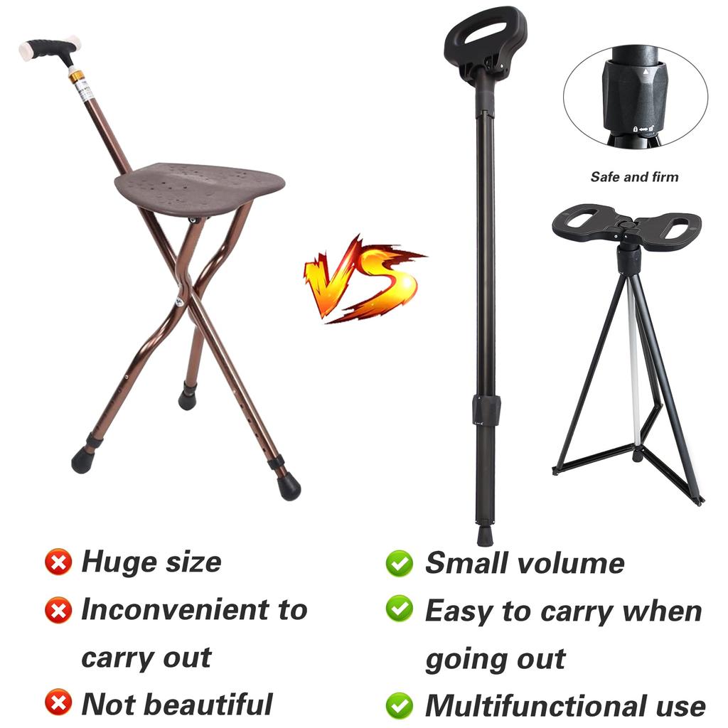LOCYOP Трость Складная трость, которая трансформируется в одинарную трость-монопод Подарочная трость Подходит для помощи при ходьбе Тренога Компактный стул для спортивного гольфа