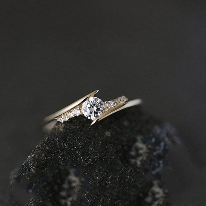 Кольцо для женщин простой стиль с кубическим цирконием обручальное кольцо светло-золотого цвета модные украшения