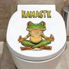 Мультяшная лягушка с английскими словами Наклейки на унитаз, Водонепроницаемые самоклеящиеся для декора ванной комнаты