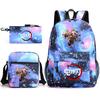 New Schoolbag Animation Three-piece Set Heat Transfer Schoolbag Small Shoulder Pencil Bag Primary and Secondary School Students Backpack