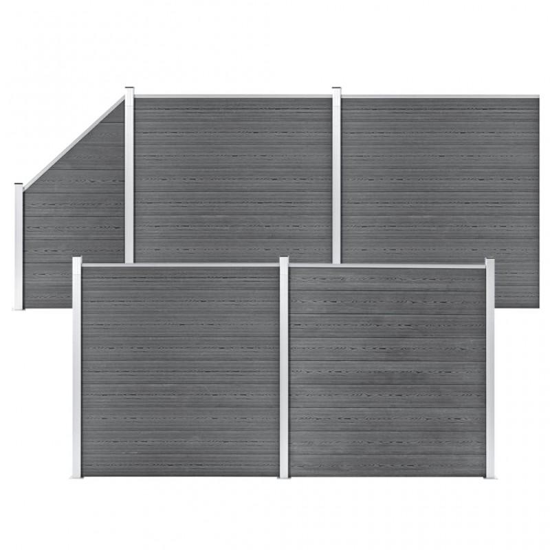 Day and Night - Day and Night Fence Set 4 Square + 1 Oblique WPC Gray 792x186 Cm
