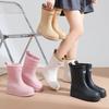Women Chunky Sole Waterproof Ankle Rain Boots Trendy Korean Style Anti-Slip Outdoor Short Boots for All Seasons