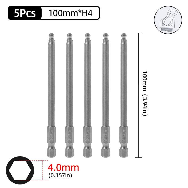 Набор шестигранных отверток с шаровым наконечником, шестигранный ключ, отвертка, сверло с хвостовиком 1/4 дюйма, магнитная сталь S2 65/100 мм, ручные ремонтные инструменты