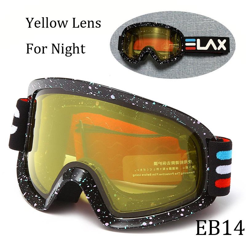 ELAX Brand New Double-Layer Anti-Fog Ski Goggles Outdoor Sports Three-Line Epoxy Full Coating Protective Goggles