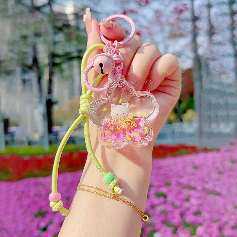 Cherry Blossom Bear Rabbit Cat Plush Keychain Bag Accessory Animal Kids Gift