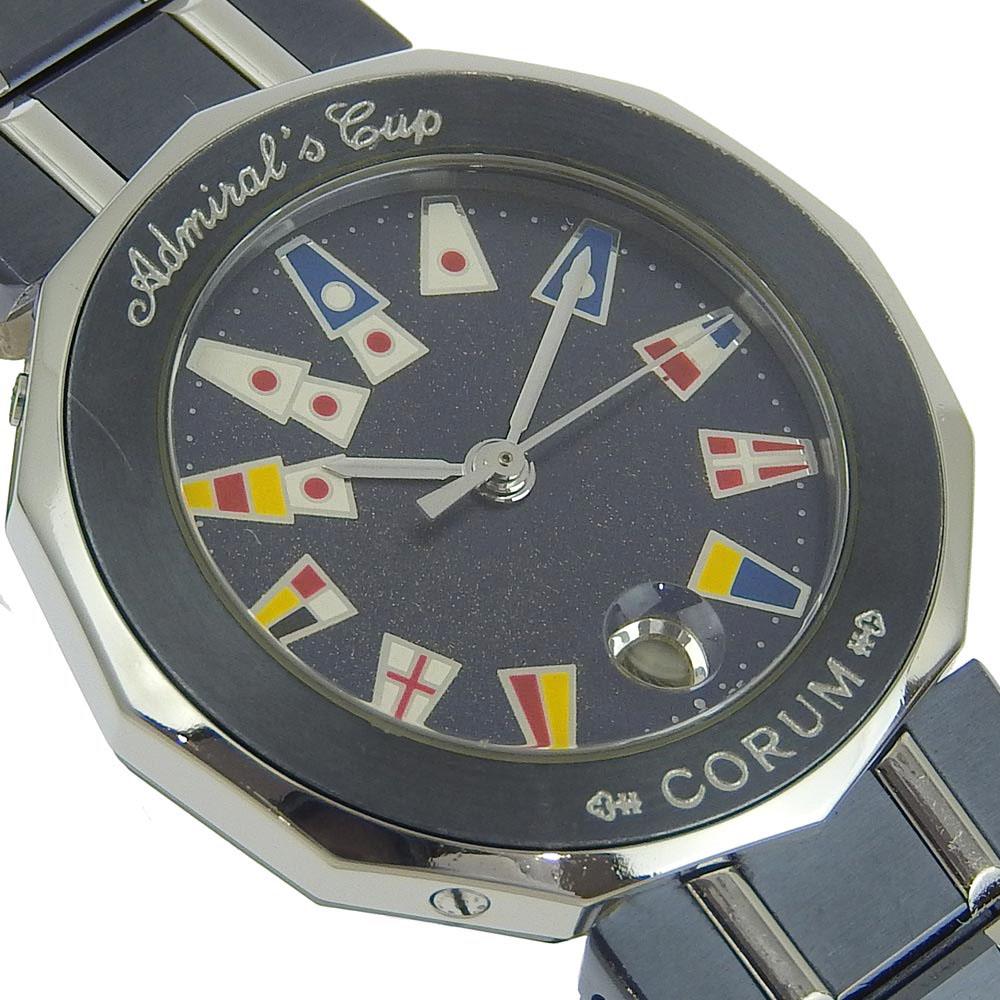 Corum Admirals cup Часы 39.610.30 V-50 Синий/Серебристый Синий циферблат Нержавеющая сталь/Оружейный металл Синий Кварцевый Аналоговый дисплей Женские Б/У