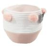 Basket - SUZY - Two-tone Pink/White - Cotton - 30x26 Cm - With Pompoms