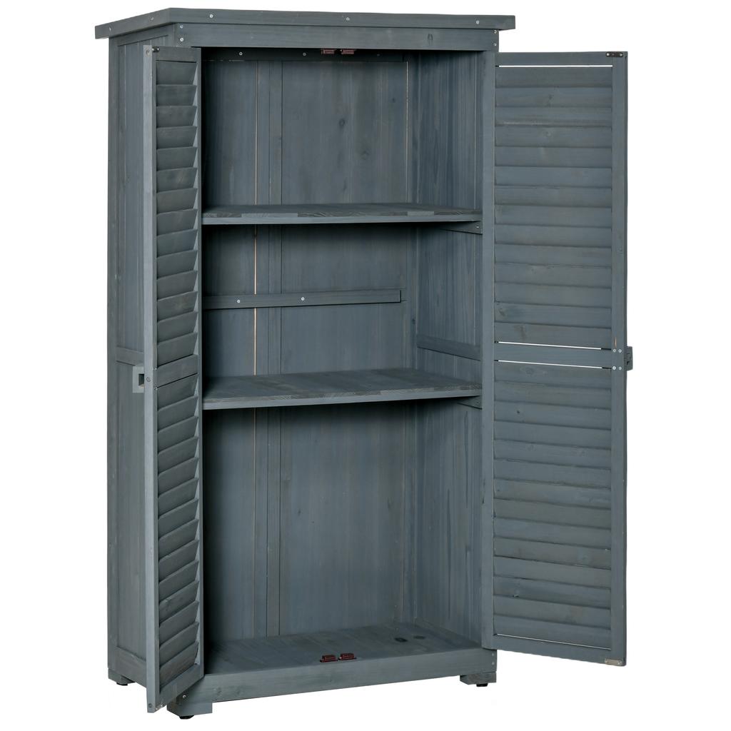39.5 x 79cm Fir Wood Garden Shed - Grey