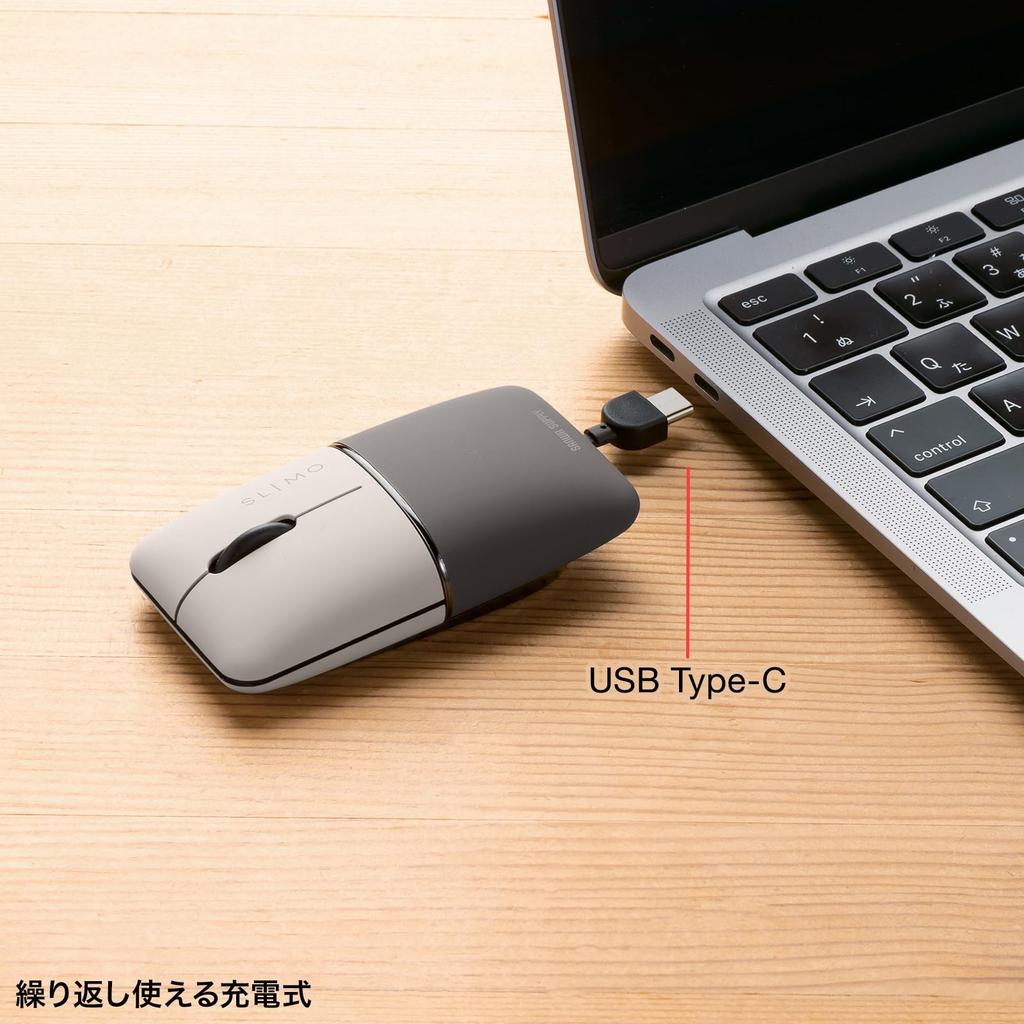 SANWA SUPPLY Бесшумная беспроводная мышь с синей светодиодной подсветкой, тонкая SLIMO/бежевая (перезаряжаемый) MA-WBBS310BG